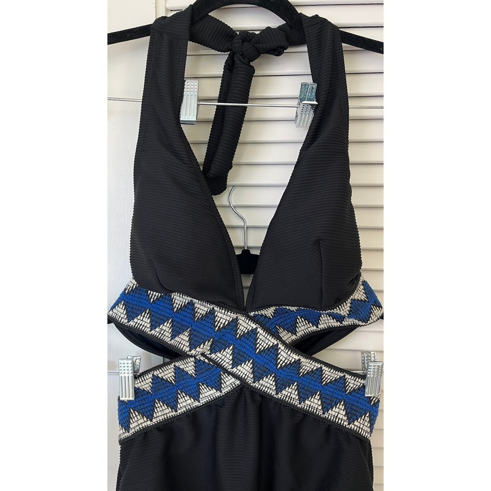 CupShe Deep V Cutout Geo Stitching One Piece Swimsuit Black Sz M NWT - Picture 6 of 6
